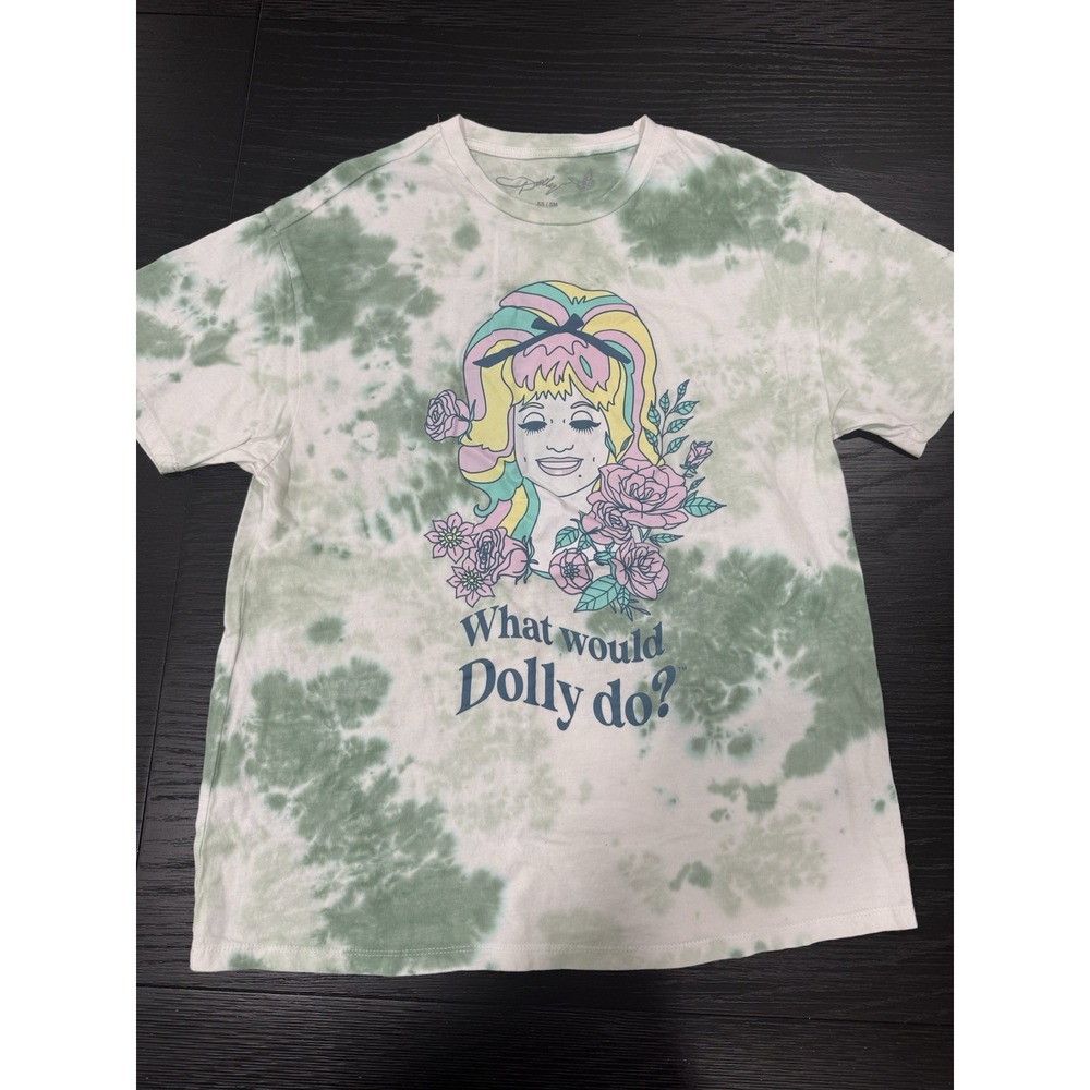 "What Would Dolly Do" Dolly Parton Tie-Dye Floral Graphic‎ T-Shirt (XS)